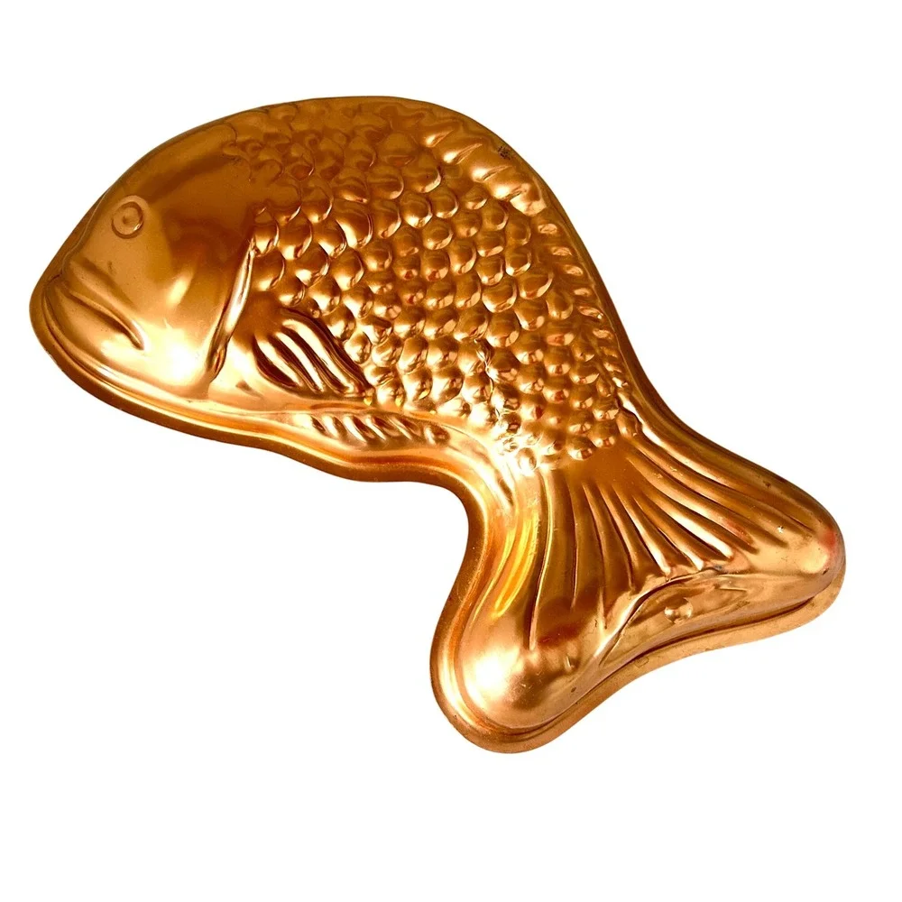 Vintage Copper Fish Mold Wall Hanging Kitchen Decor Rustic Farmhouse Gelatin Pan
